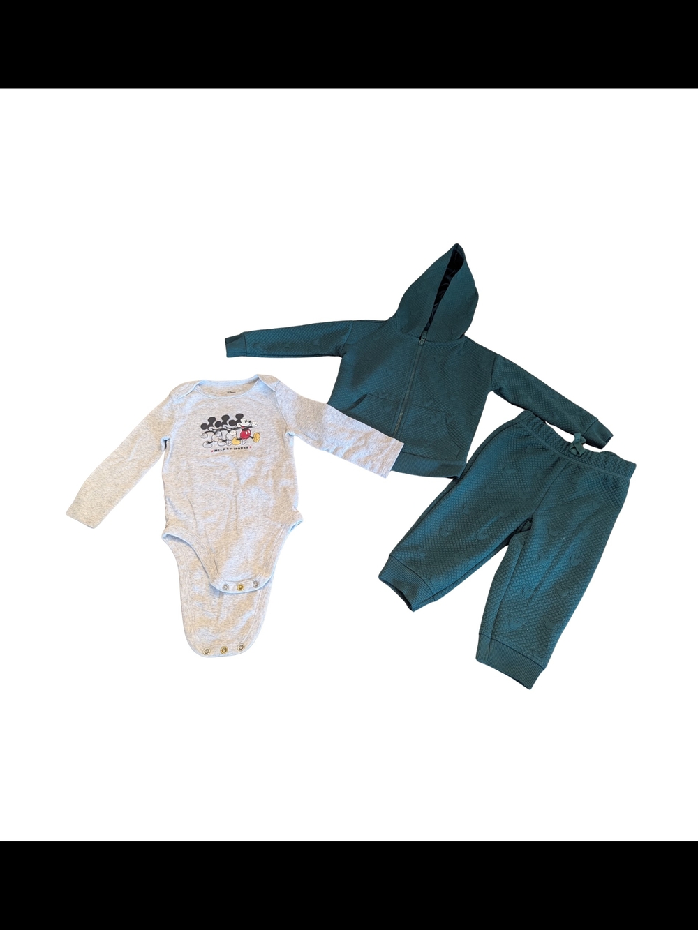 EUC Disney Jumping Beans Baby Boy 18 Month Mickey Mouse Bodysuit Zip Hoodie Pant